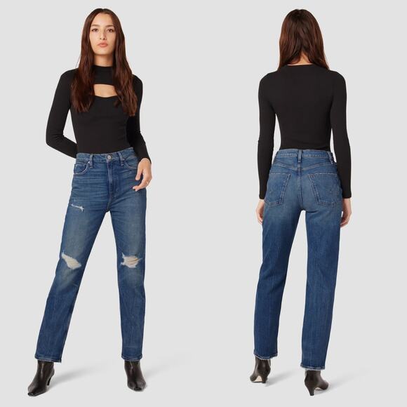 Hudson Jade High Rise Straight Loose Fit Distressed Jeans Asteroid Size 27 - Picture 1 of 10